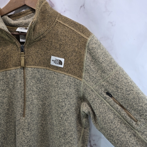 North Face Jacket Men Medium Brown Quarter Zip Pullover Gordon Lyons Sweater - Picture 9 of 10